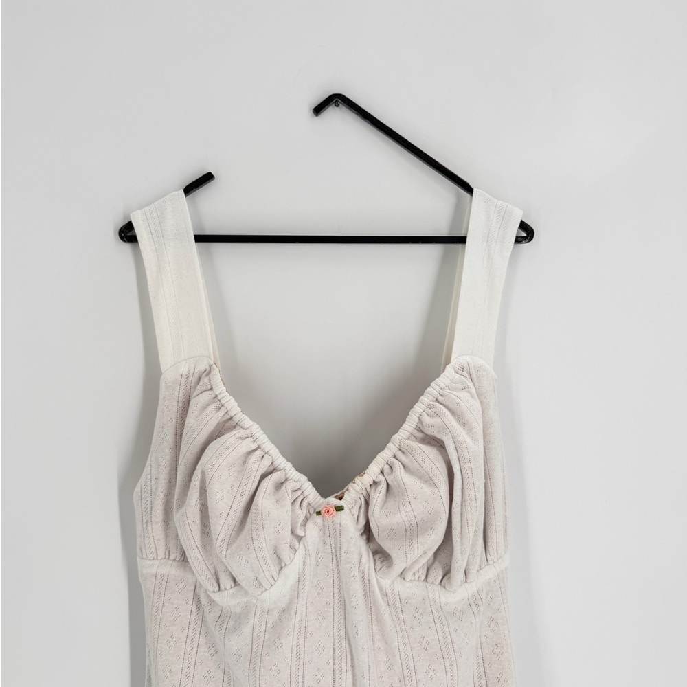 With Jean Cher Mini Dress In White Pointelle